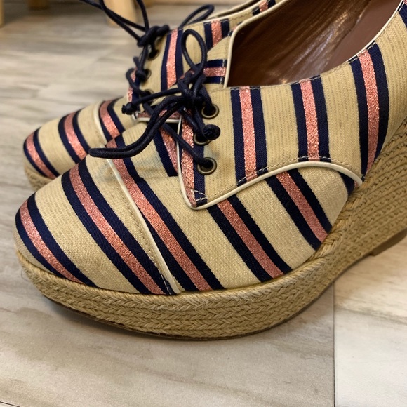 Tabitha Simmons Stripe Oxford Wedge Espadrille - Picture 6 of 8